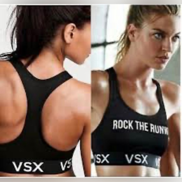 Like new Victoria Secret Sport black bra rock the runway racer back - Picture 2 of 4